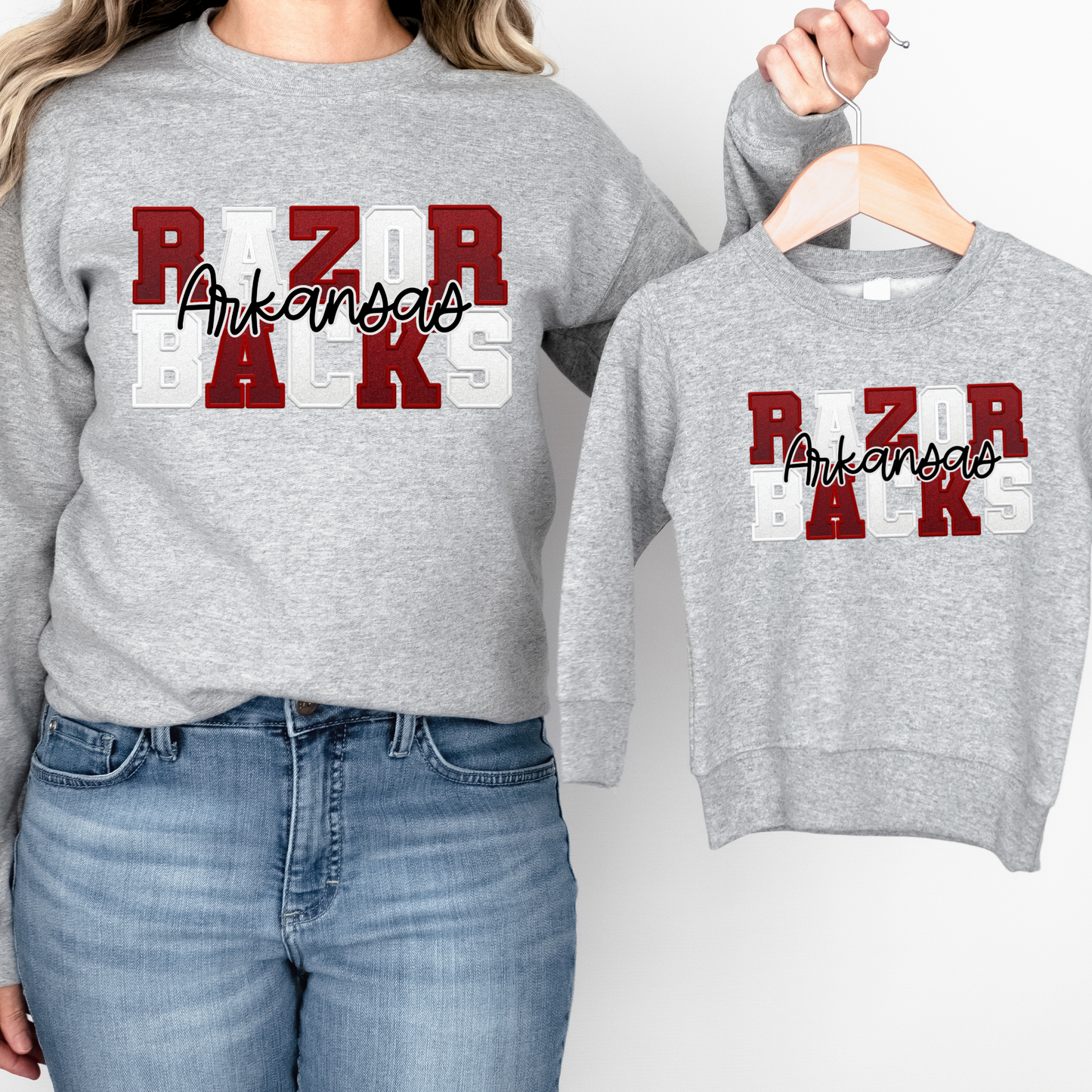 Chenille Razorback Crew-ADULT